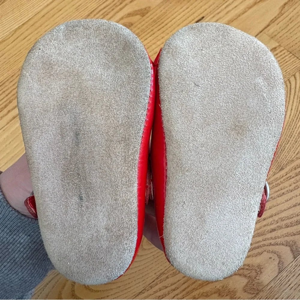 Janie And Jack Red Baby Shoes Mary Jane Ballet Flats Red Christmas Outfit Size 2